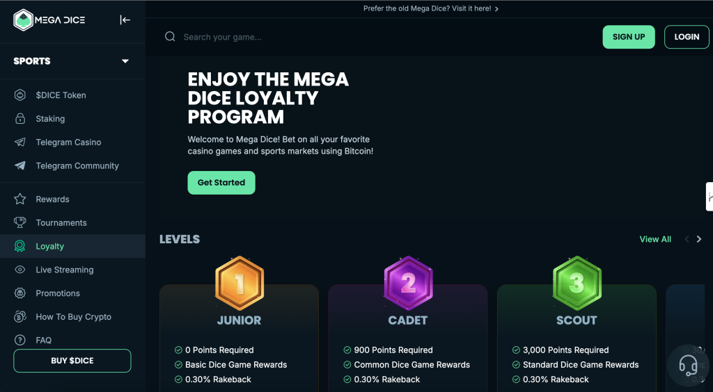 megadice loyalty programm